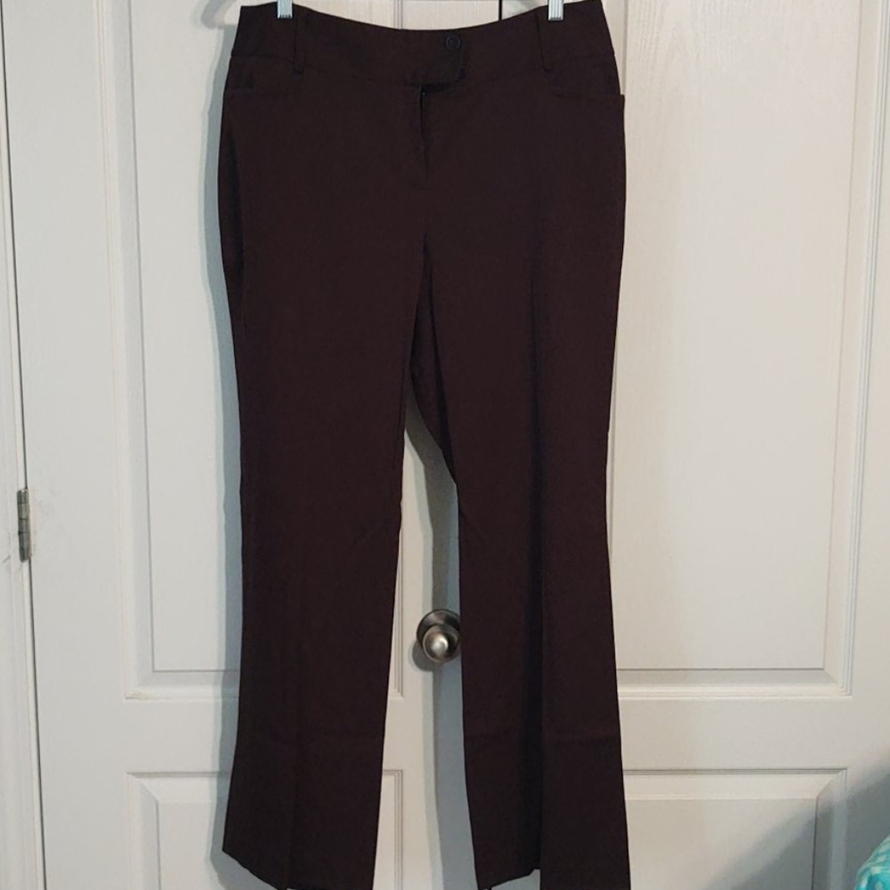 Curvy fit bootcut dress pants brown size 14